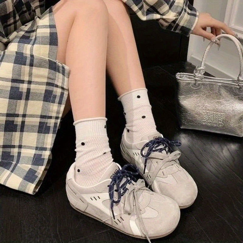 Women'S Casual Sneakers - Breathable Mesh Upper, Comfortable Lining, Lightweight Anti-Slip Rubber Sole, Versatile for All Occasions, White with Blue Accents, Allseason Shoes | Stylish Casual Shoes | Comfortable Fit