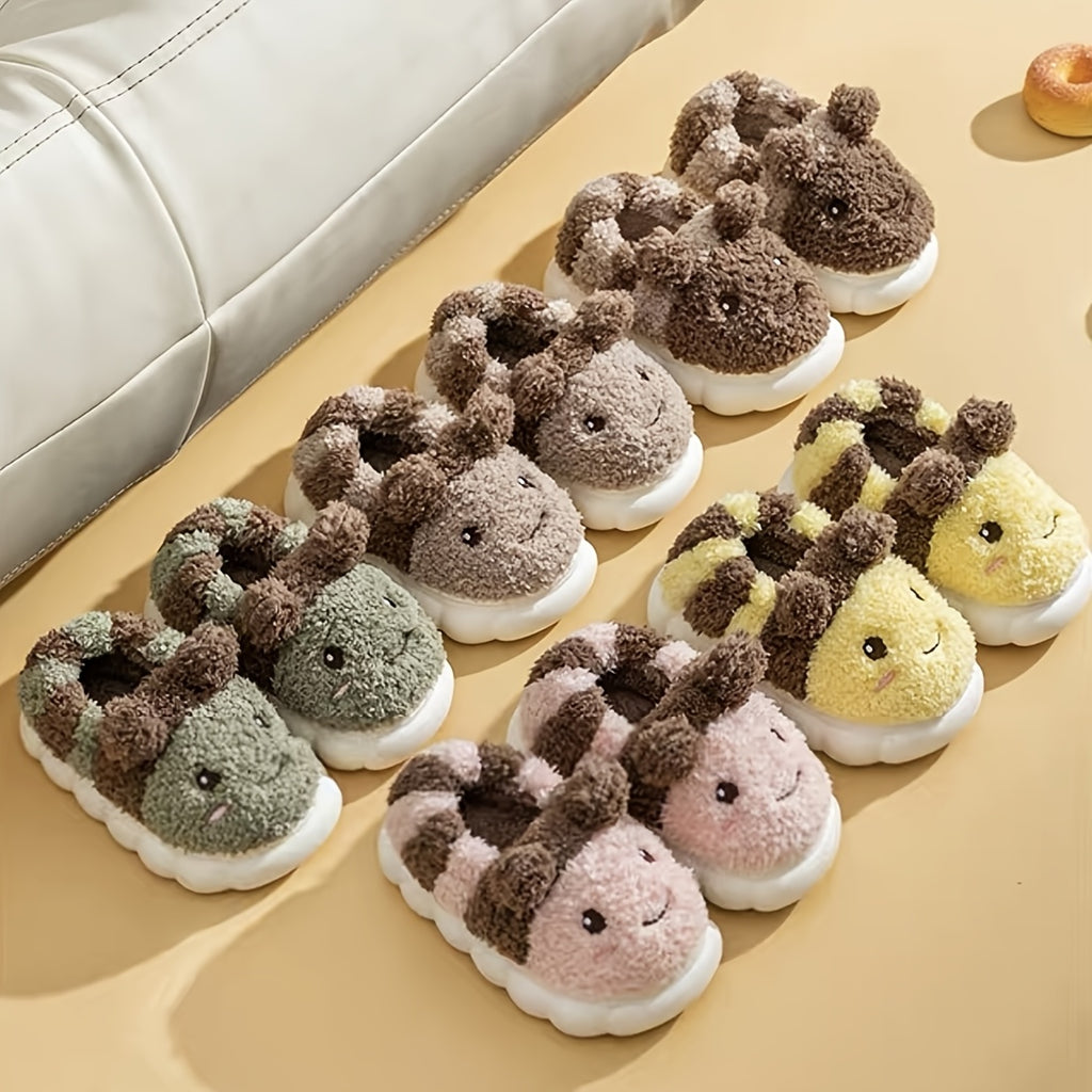 Cozy Bee-Themed Plush Winter Slippers for Women – Soft, Warm Indoor Shoes with Cute Animal Design, Ideal for Bedroom and Outdoor Use, Valentine's Day Gifts