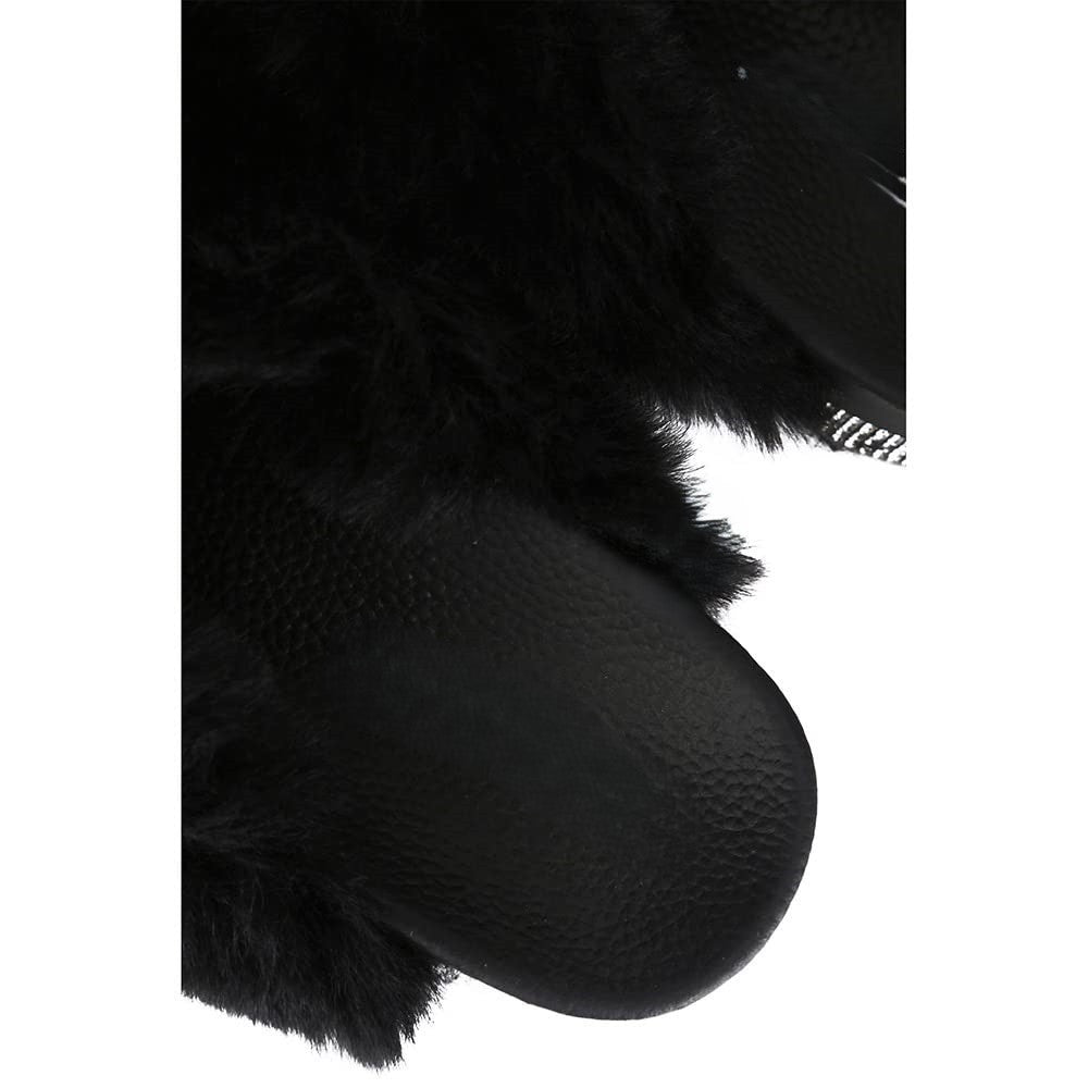 Spotty Criss Cross Fur Platform Sandals