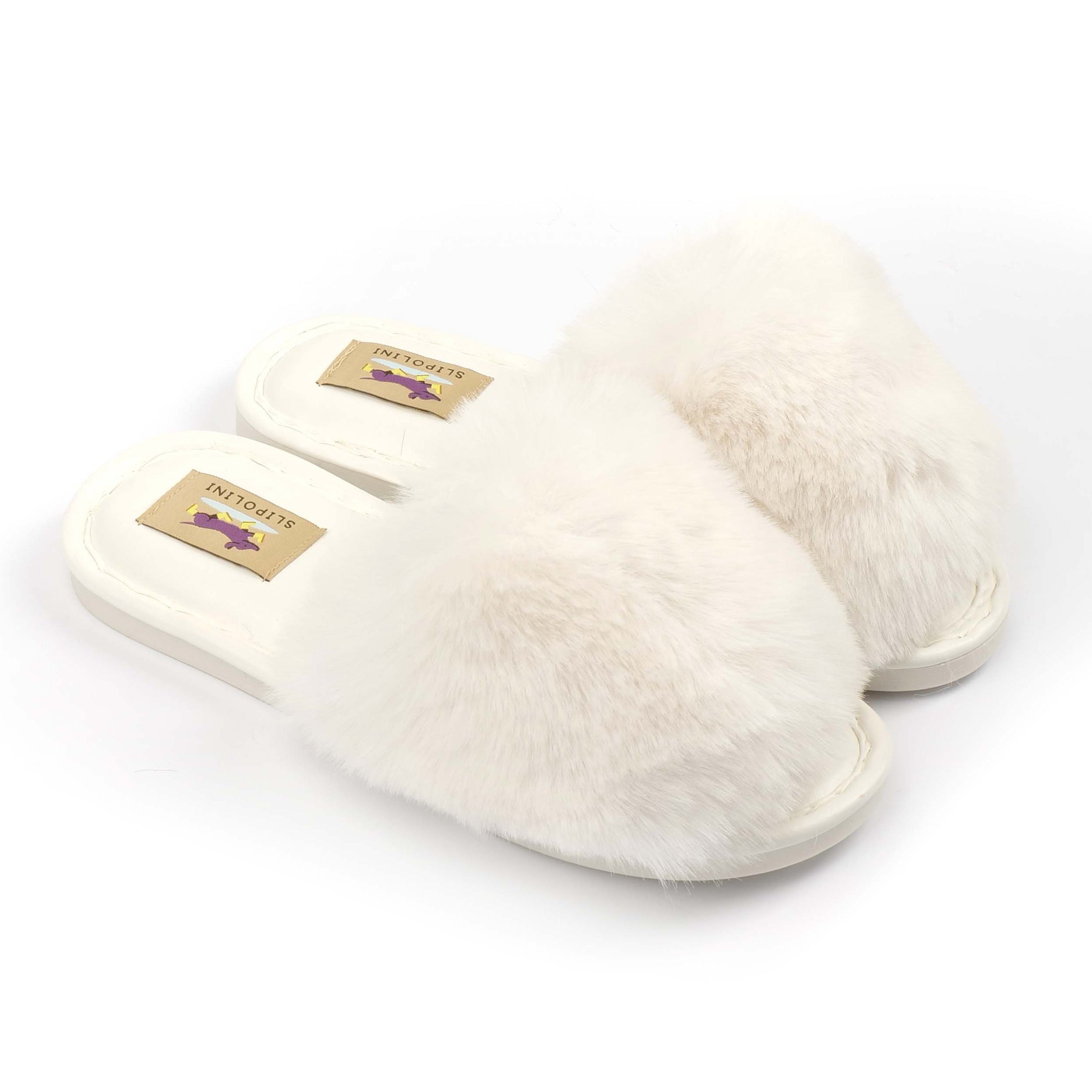 Slipolini Fluffy Cloud Soft Plush Slippers for Women - Cozy Indoor Footwear, Plush Fabric, Slip-On Design, Available in Neutral Tones - Comfortable and Relaxing for Lounging at Home, Winding Down After Work, or Enjoying Cozy Evenings
