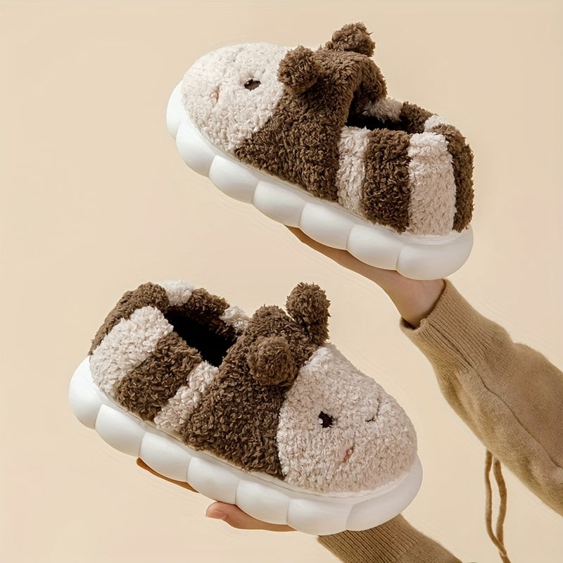 Cozy Bee-Themed Plush Winter Slippers for Women – Soft, Warm Indoor Shoes with Cute Animal Design, Ideal for Bedroom and Outdoor Use, Valentine's Day Gifts