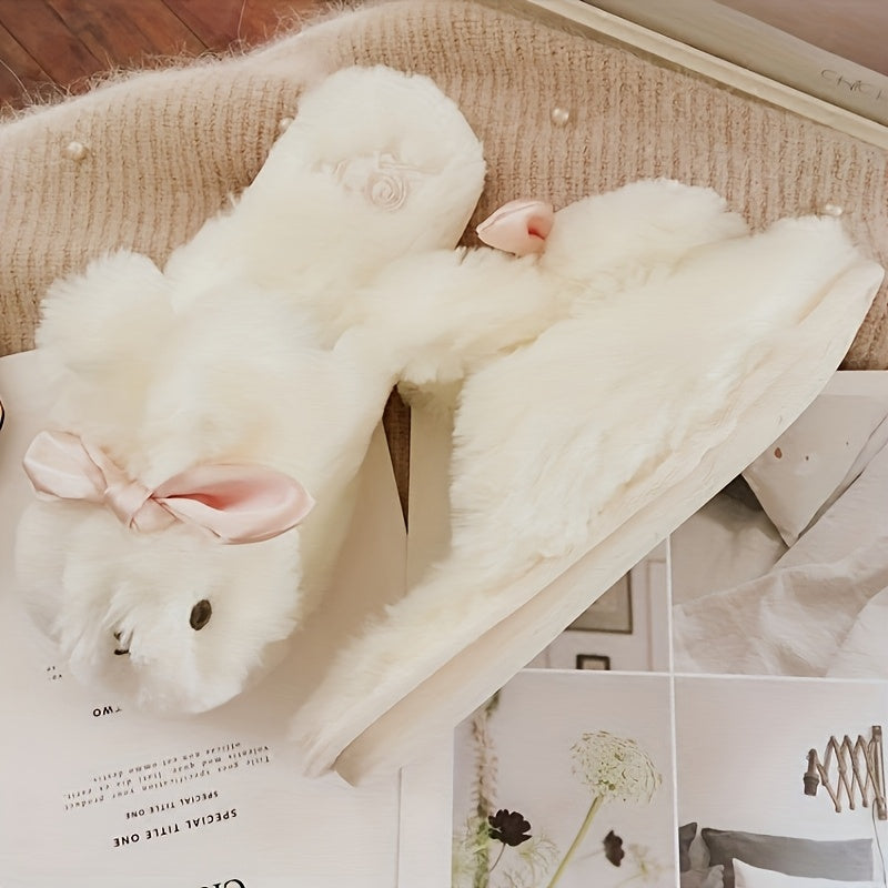 Cute Rabbit Autumn And Winter Warm Slippers Animal Indoor Shoes Creative Gift Suitable For Bedroom And Outdoor Use