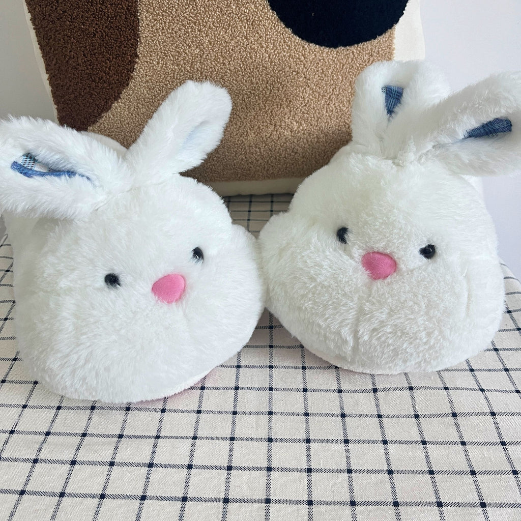 Cozy White Bunny Slippers - Cute Animal Design with Floppy Ears & Pink Nose, Warm Indoor\u002FOutdoor Shoes, Perfect for Bedroom or Gift, Machine Washable, Valentine's Day Gifts