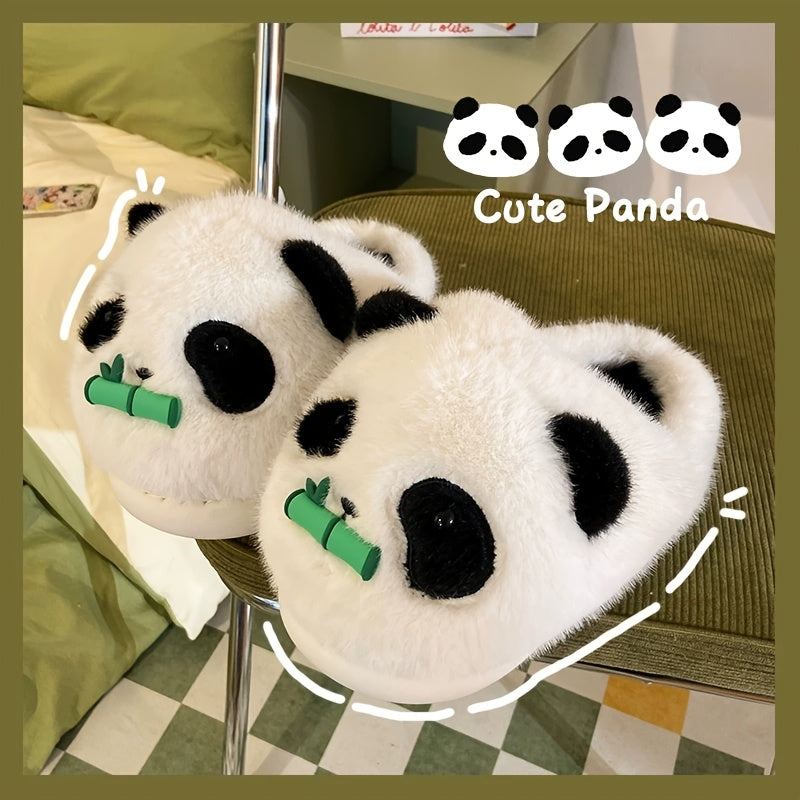 Cozy & Cute Panda-Themed Winter Slippers - Plush Lined Indoor\u002FOutdoor Shoes, Soft Fluffy Material, Hand Washable, Perfect for Bedroom or Casual Use, Indoor Winter Footwear | Cartoon Style Slippers | Warm Fuzzy Lining, Indoor Slippers