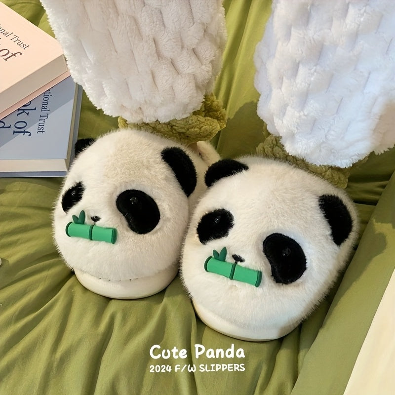 Cozy & Cute Panda-Themed Winter Slippers - Plush Lined Indoor\u002FOutdoor Shoes, Soft Fluffy Material, Hand Washable, Perfect for Bedroom or Casual Use, Indoor Winter Footwear | Cartoon Style Slippers | Warm Fuzzy Lining, Indoor Slippers