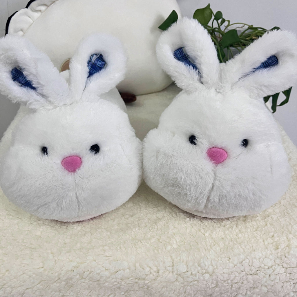 Cozy White Bunny Slippers - Cute Animal Design with Floppy Ears & Pink Nose, Warm Indoor\u002FOutdoor Shoes, Perfect for Bedroom or Gift, Machine Washable, Valentine's Day Gifts