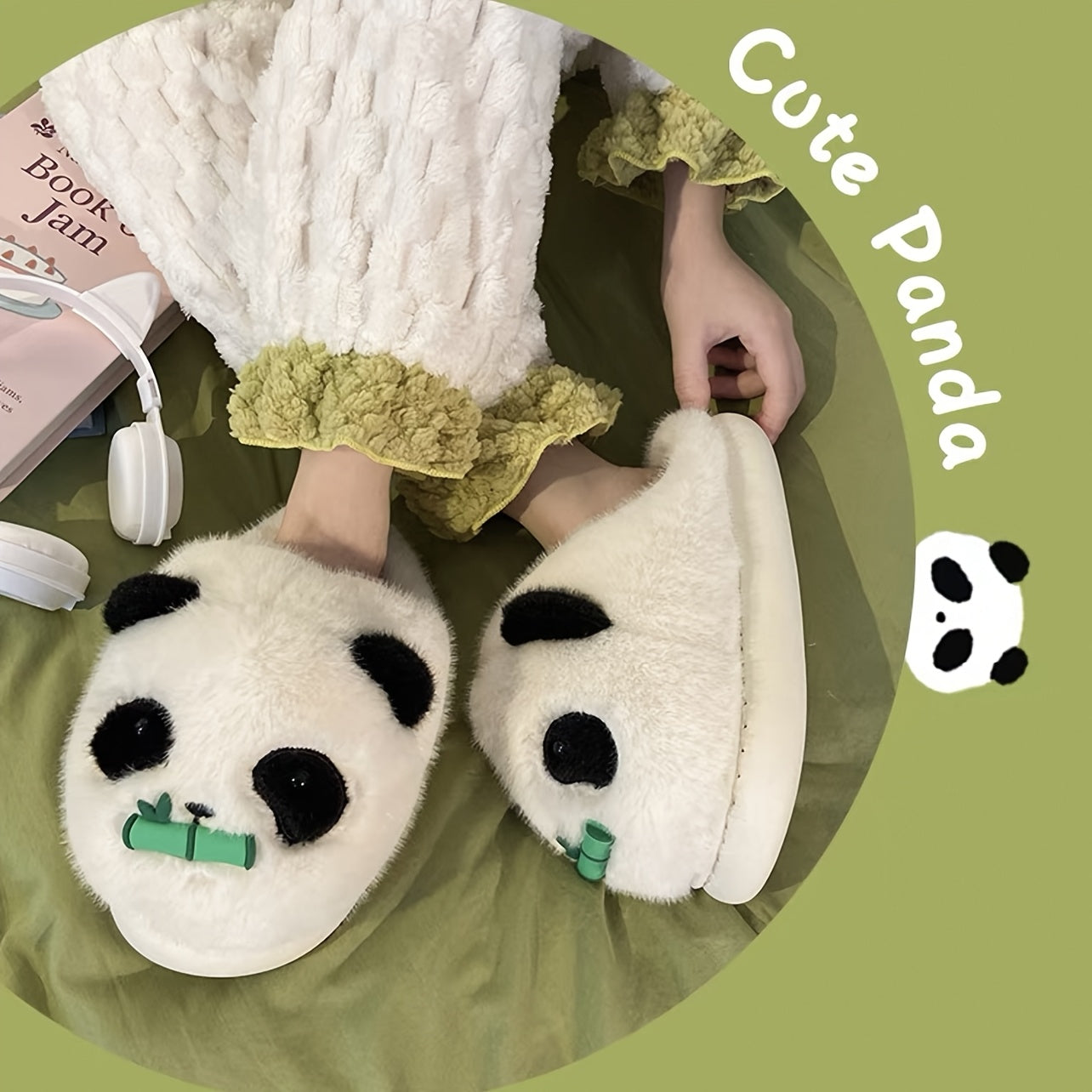 Cozy & Cute Panda-Themed Winter Slippers - Plush Lined Indoor\u002FOutdoor Shoes, Soft Fluffy Material, Hand Washable, Perfect for Bedroom or Casual Use, Indoor Winter Footwear | Cartoon Style Slippers | Warm Fuzzy Lining, Indoor Slippers