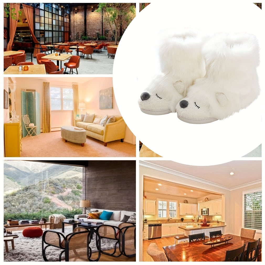 Women's Cozy Plush Animal Print Slip-On Slippers - Soft Warm Winter House Shoes with TPU Sole, Machine Washable for Halloween Christmas Cosplay & Everyday Comfort, House Slippers