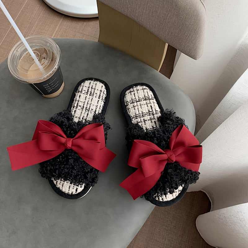 Summer Fashion Big Pink Bow Slippers For Women House Bedroom Elegant Lady Crossbands Slide Slipper Shoes Comfy Trendy Gift Slippers