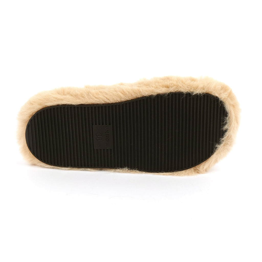 Slipolini Cloudy Gentle Women's Slippers - Plush Fur Design with High Sole, Lightweight and Cozy Comfort in White, Beige, and Black - Versatile for Indoor and Outdoor Use, Perfect for Relaxation, Lounging, and Cozy Home Moments