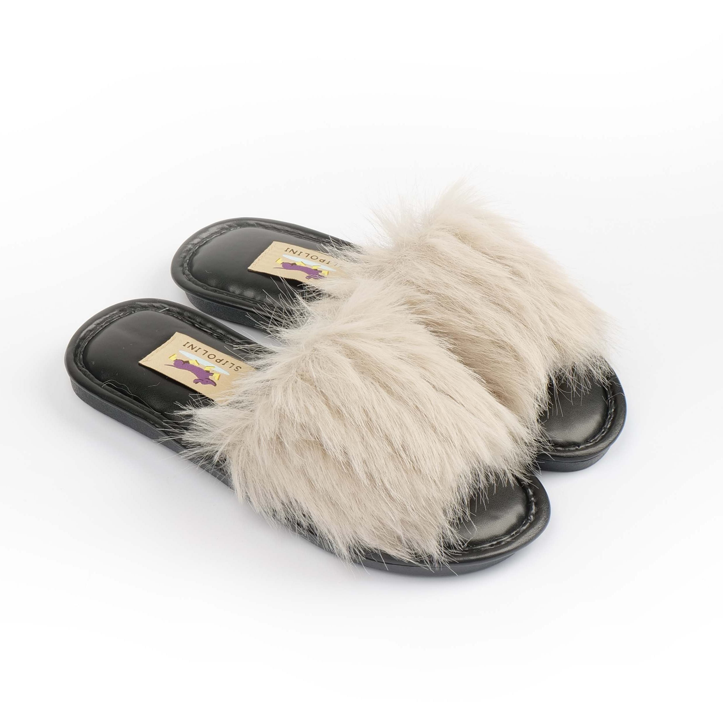 Slipolini Luxe Home Women's Slippers - Premium Soft Plush Upper, Leather Sole, Chic Slip-On Design, Elegant Neutral Tones - Luxurious Comfort for Stylish Lounging, Perfect for Cozy Evenings and Relaxation at Home