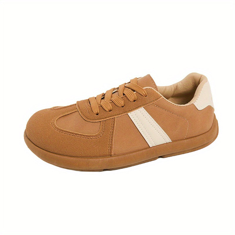 Women's Lightweight Breathable Trainer Sneakers - Brown & White Accent Casual Shoes, Cushioned EVA Insole & Non-Slip Rubber Outsole for Gym, Everyday, Travel - All-Day Comfort Athletic Footwear, Gym Shoes, Sleek Shoe Design, Fabric Lined Interior