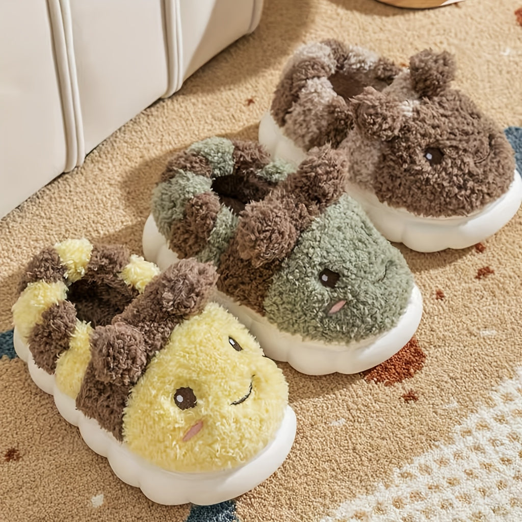 Cozy Bee-Themed Plush Winter Slippers for Women – Soft, Warm Indoor Shoes with Cute Animal Design, Ideal for Bedroom and Outdoor Use, Valentine's Day Gifts