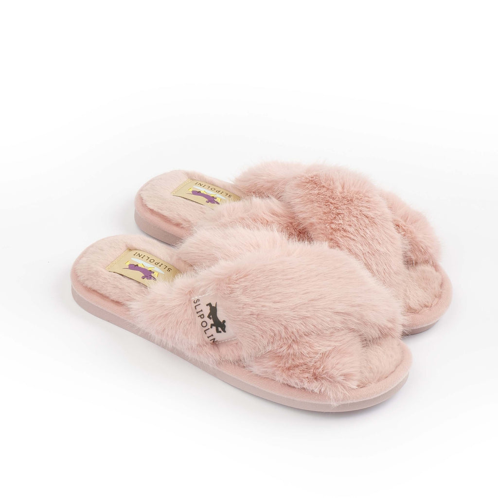 Slipolini Cross Steps Cozy House Slippers for Women - Soft Plush Design, Neutral Tones, Slip-On Comfort - Relaxation & Idle Moments - Ideal for Lounging at Home, Resting After Work, or Enjoying Cozy Evenings