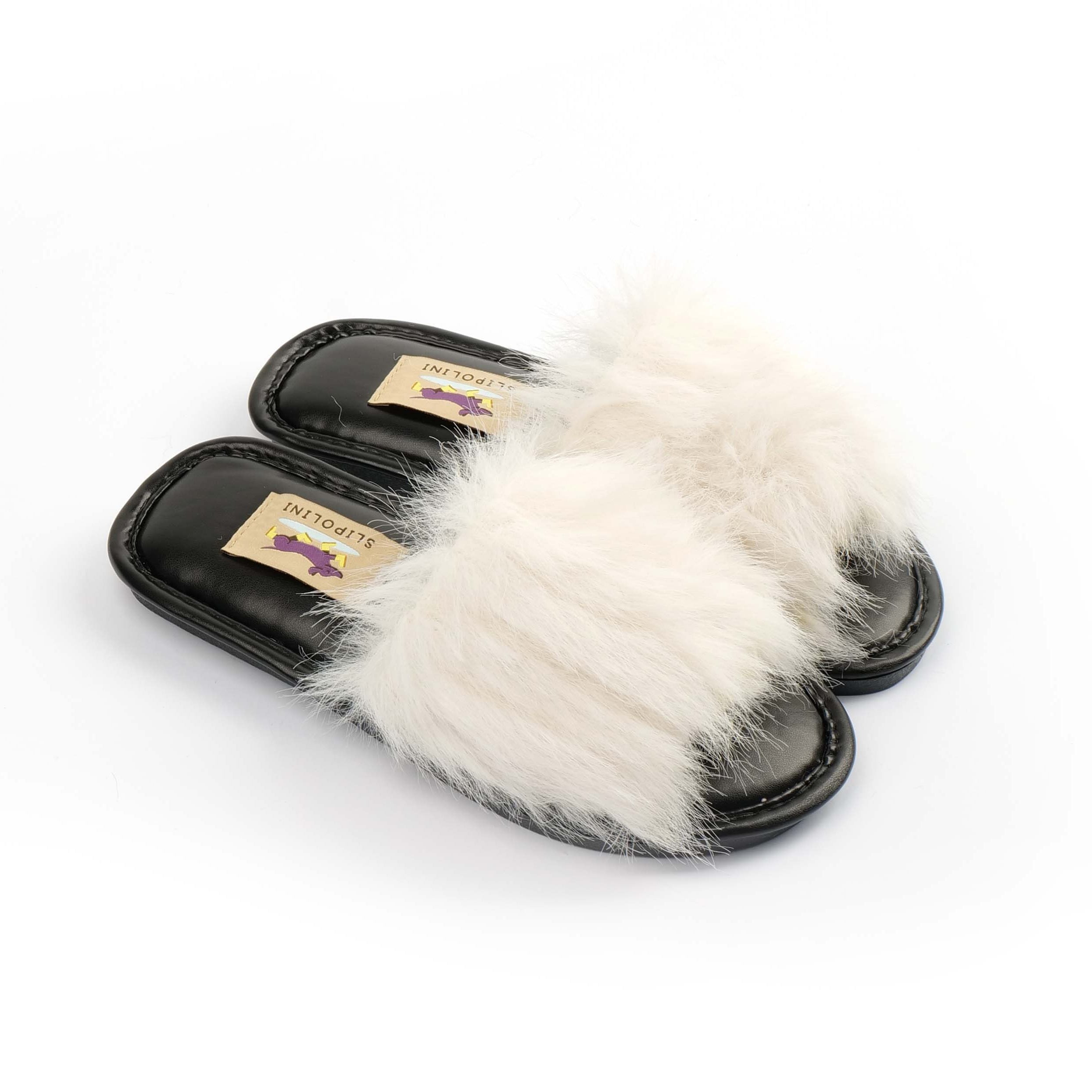 Slipolini Luxe Home Women's Slippers - Premium Soft Plush Upper, Leather Sole, Chic Slip-On Design, Elegant Neutral Tones - Luxurious Comfort for Stylish Lounging, Perfect for Cozy Evenings and Relaxation at Home