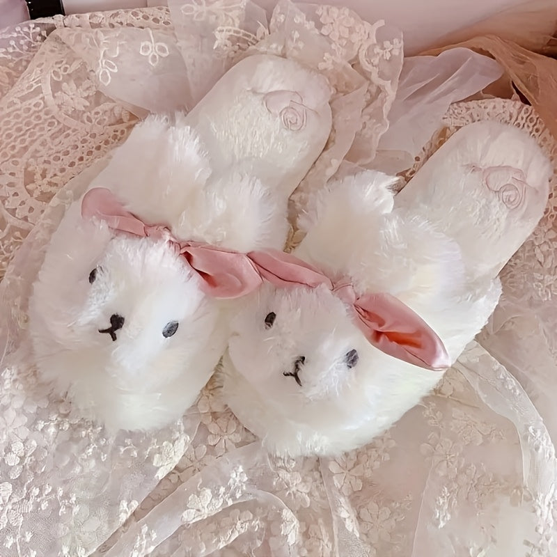 Cute Rabbit Autumn And Winter Warm Slippers Animal Indoor Shoes Creative Gift Suitable For Bedroom And Outdoor Use