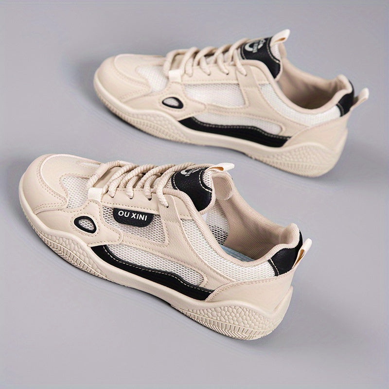 Women'S Airy Mesh Training Sneakers - Lightweight Non-Slip Summer Running Shoes with Breathable Design, Korean-Inspired Casual Sneakers for Gym, Walking & Daily Wear, White & Yellow Accents, Breathable Footwear, Stylish Sportswear, Durable PVC Sole