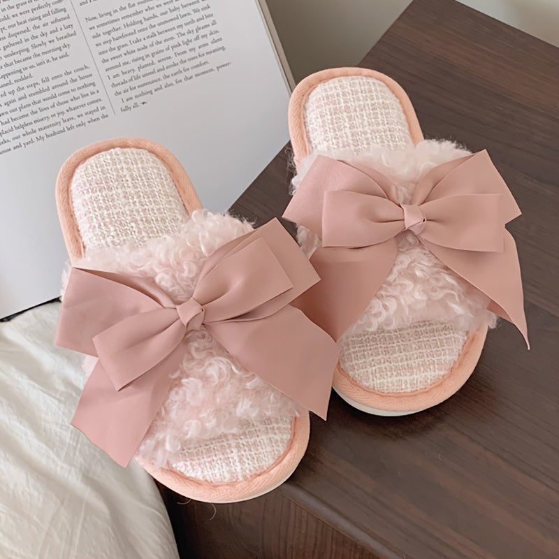 Summer Fashion Big Pink Bow Slippers For Women House Bedroom Elegant Lady Crossbands Slide Slipper Shoes Comfy Trendy Gift Slippers