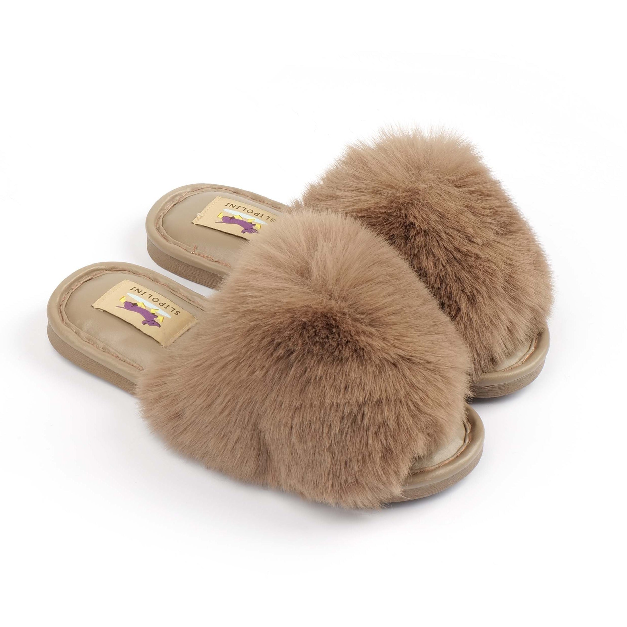 Slipolini Fluffy Cloud Soft Plush Slippers for Women - Cozy Indoor Footwear, Plush Fabric, Slip-On Design, Available in Neutral Tones - Comfortable and Relaxing for Lounging at Home, Winding Down After Work, or Enjoying Cozy Evenings