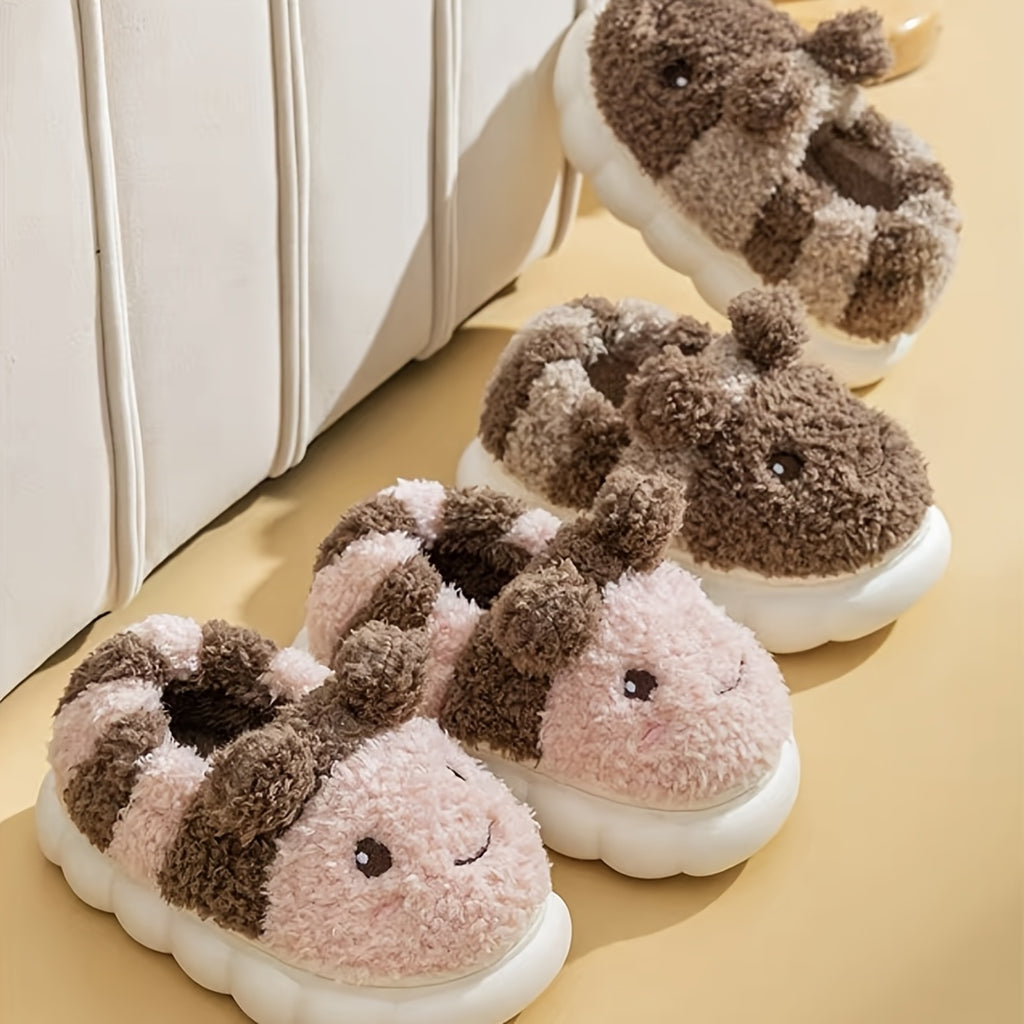 Cozy Bee-Themed Plush Winter Slippers for Women – Soft, Warm Indoor Shoes with Cute Animal Design, Ideal for Bedroom and Outdoor Use, Valentine's Day Gifts