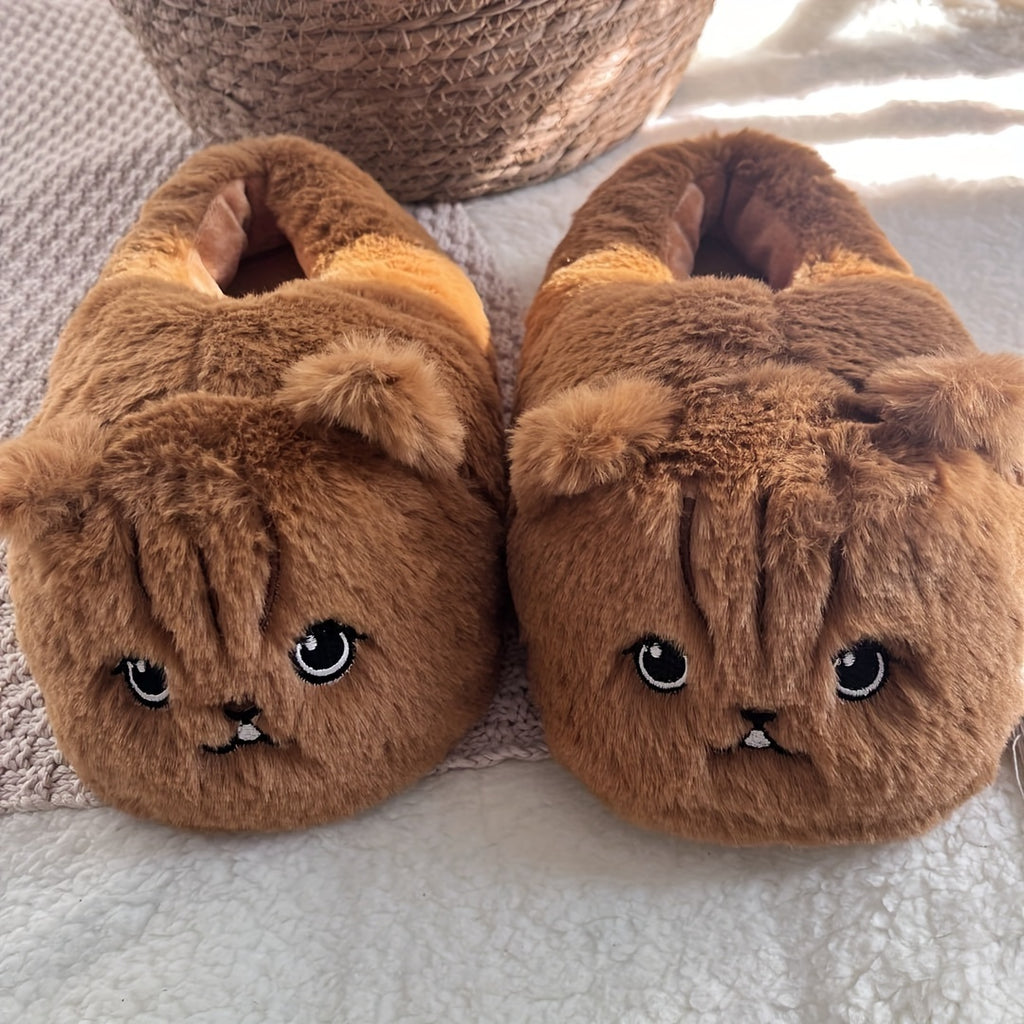 Women'S Fluffy Cat Animal Winter Slippers, Cozy Warm Fuzzy Home Shoes, Novelty Plush Indoor Footwear, with Rubber Sole, for Christmas Halloween Gift, All-Season Flannel Upper & Inner, Valentine'S Day Gifts