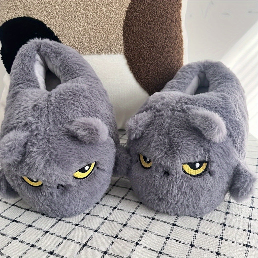 Women'S Fluffy Cat Animal Winter Slippers, Cozy Warm Fuzzy Home Shoes, Novelty Plush Indoor Footwear, with Rubber Sole, for Christmas Halloween Gift, All-Season Flannel Upper & Inner, Valentine'S Day Gifts