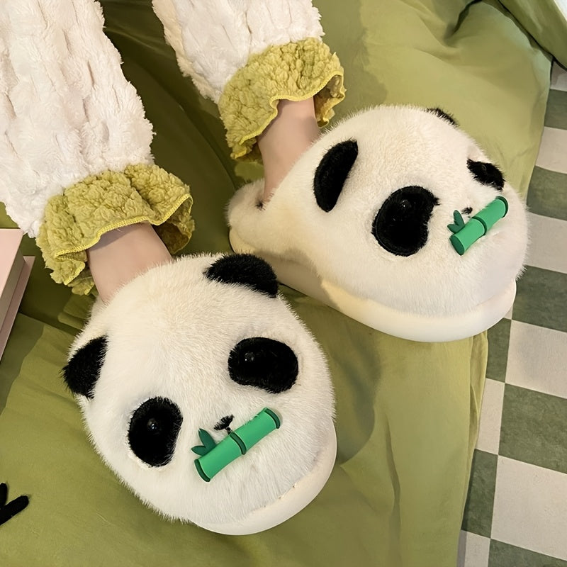 Cozy & Cute Panda-Themed Winter Slippers - Plush Lined Indoor\u002FOutdoor Shoes, Soft Fluffy Material, Hand Washable, Perfect for Bedroom or Casual Use, Indoor Winter Footwear | Cartoon Style Slippers | Warm Fuzzy Lining, Indoor Slippers