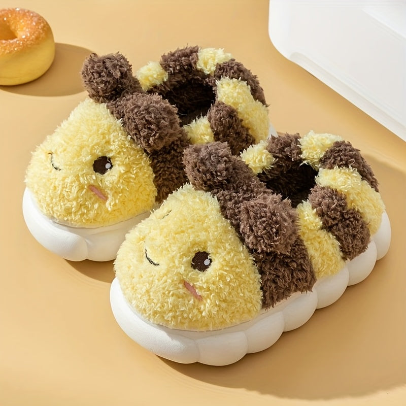 Cozy Bee-Themed Plush Winter Slippers for Women – Soft, Warm Indoor Shoes with Cute Animal Design, Ideal for Bedroom and Outdoor Use, Valentine's Day Gifts