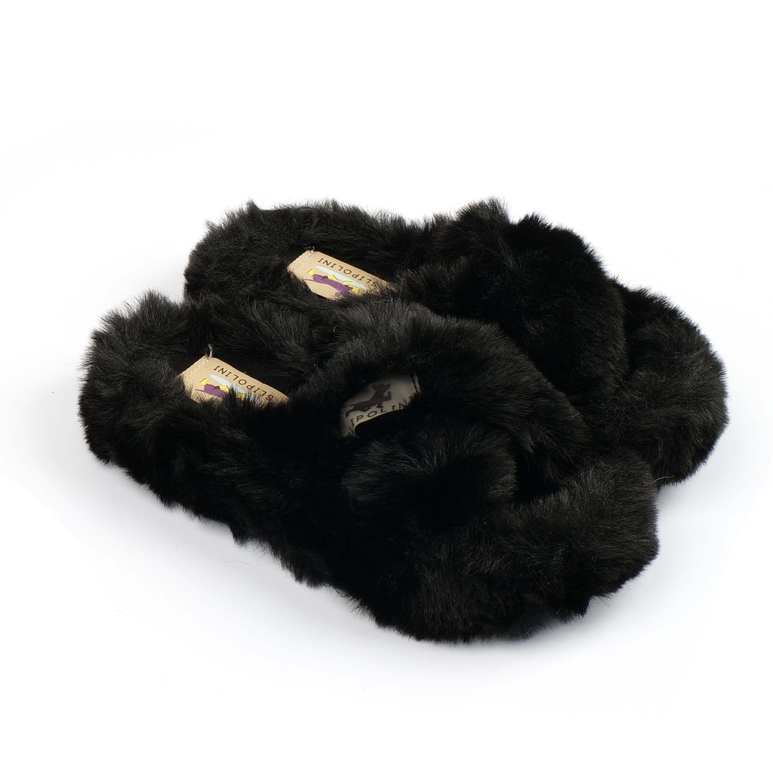 Slipolini Cloudy Gentle Women's Slippers - Plush Fur Design with High Sole, Lightweight and Cozy Comfort in White, Beige, and Black - Versatile for Indoor and Outdoor Use, Perfect for Relaxation, Lounging, and Cozy Home Moments