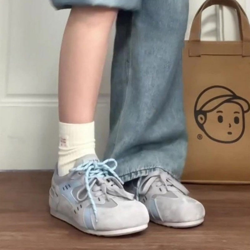 Women'S Casual Sneakers - Breathable Mesh Upper, Comfortable Lining, Lightweight Anti-Slip Rubber Sole, Versatile for All Occasions, White with Blue Accents, Allseason Shoes | Stylish Casual Shoes | Comfortable Fit