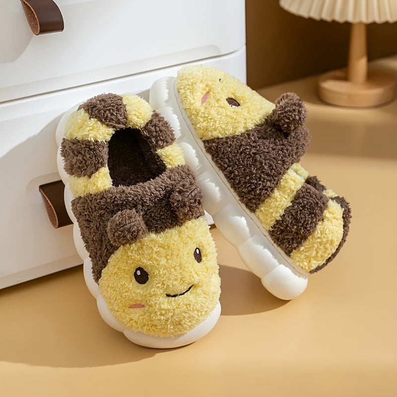 Cozy Bee-Themed Plush Winter Slippers for Women – Soft, Warm Indoor Shoes with Cute Animal Design, Ideal for Bedroom and Outdoor Use, Valentine's Day Gifts