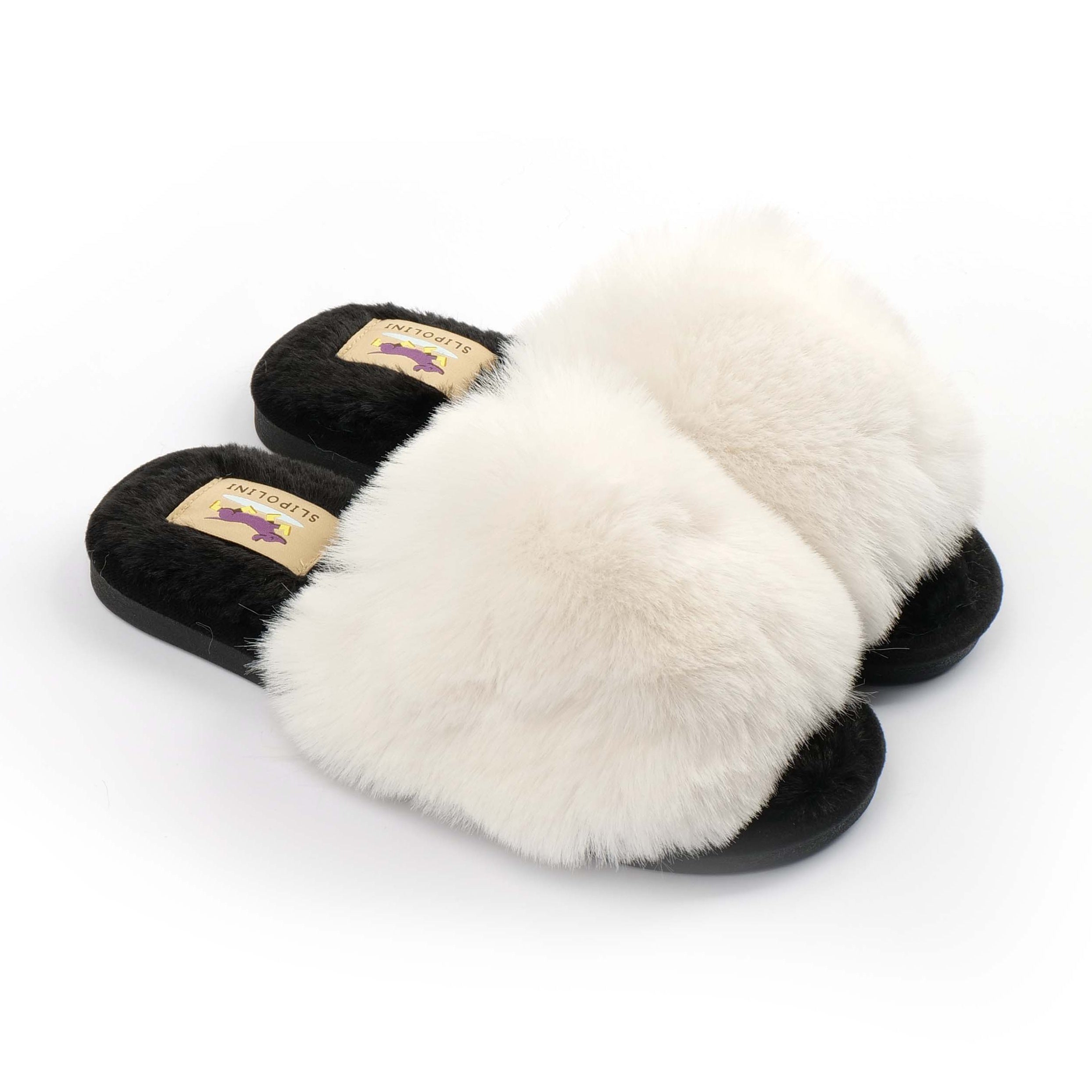 Slipolini Fluffy Cloud Soft Plush Slippers for Women - Cozy Indoor Footwear, Plush Fabric, Slip-On Design, Available in Neutral Tones - Comfortable and Relaxing for Lounging at Home, Winding Down After Work, or Enjoying Cozy Evenings