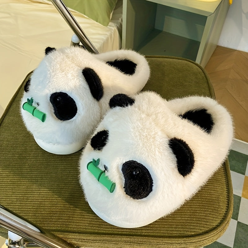 Cozy & Cute Panda-Themed Winter Slippers - Plush Lined Indoor\u002FOutdoor Shoes, Soft Fluffy Material, Hand Washable, Perfect for Bedroom or Casual Use, Indoor Winter Footwear | Cartoon Style Slippers | Warm Fuzzy Lining, Indoor Slippers