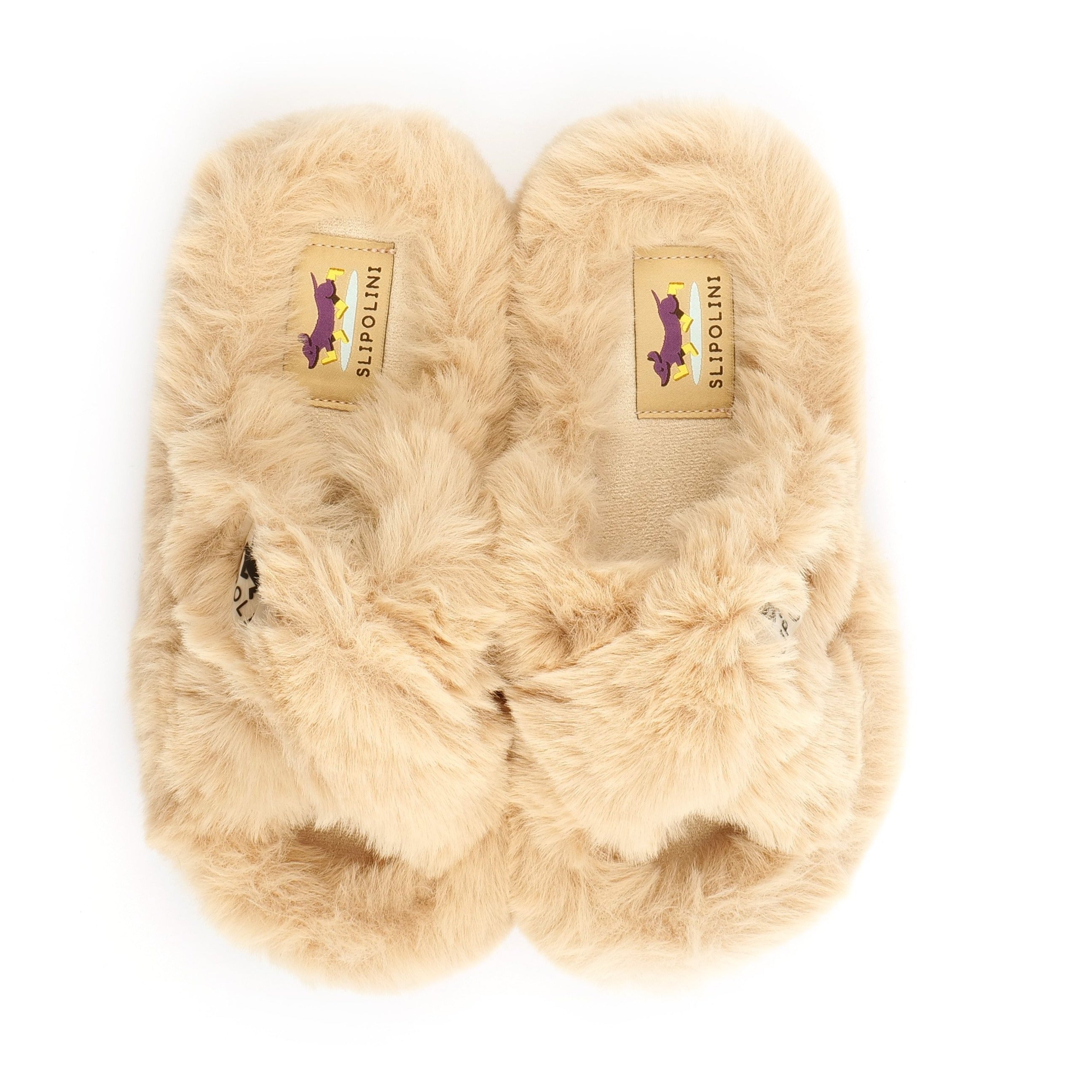 Slipolini Cloudy Gentle Women's Slippers - Plush Fur Design with High Sole, Lightweight and Cozy Comfort in White, Beige, and Black - Versatile for Indoor and Outdoor Use, Perfect for Relaxation, Lounging, and Cozy Home Moments