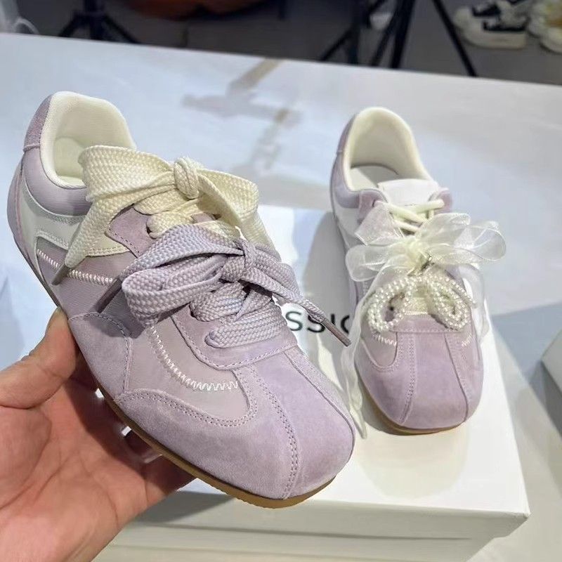 Women'S Dexun Casual Sneakers - Breathable Fabric Upper, Flat Bottom Rubber Sole, Striped Design with Bow Accents, All-Season Comfort for Skateboarding & Casual Attire, Ladies Sneakers, Comfortable Footwear, Fabric Insole