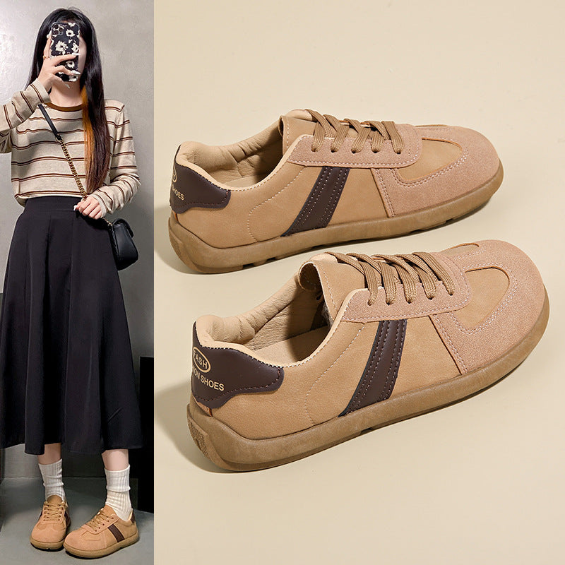 Women's Lightweight Breathable Trainer Sneakers - Brown & White Accent Casual Shoes, Cushioned EVA Insole & Non-Slip Rubber Outsole for Gym, Everyday, Travel - All-Day Comfort Athletic Footwear, Gym Shoes, Sleek Shoe Design, Fabric Lined Interior