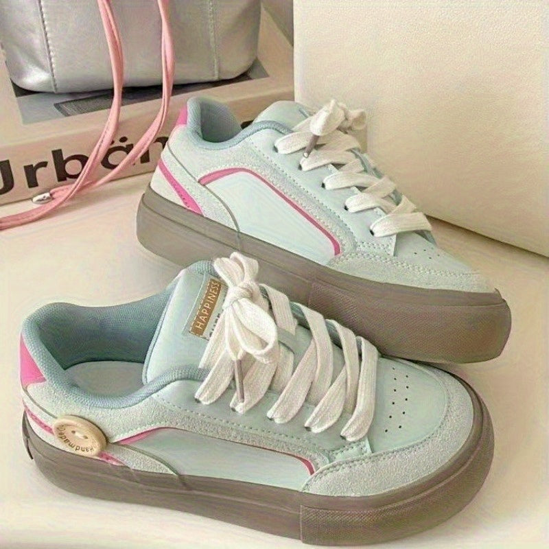 Women'S Breathable Walking Shoes with Wide Last Design - Moisture-Wicking PU Upper & EVA Insole, Pink & White Striped Accents, Rubber Sole for All-Day Comfort - Ideal for Daily Activities, Ladies Sneakers