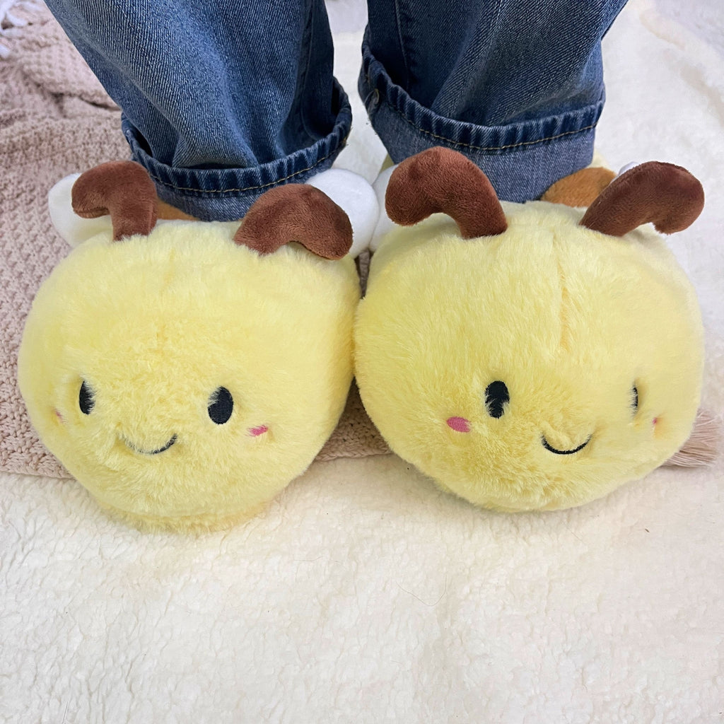Christmas Cute Bee Animal Design Winter Warm Slippers Indoor Outdoor Shoes Creative Gift Suitable For Bedroom And Outdoor Use
