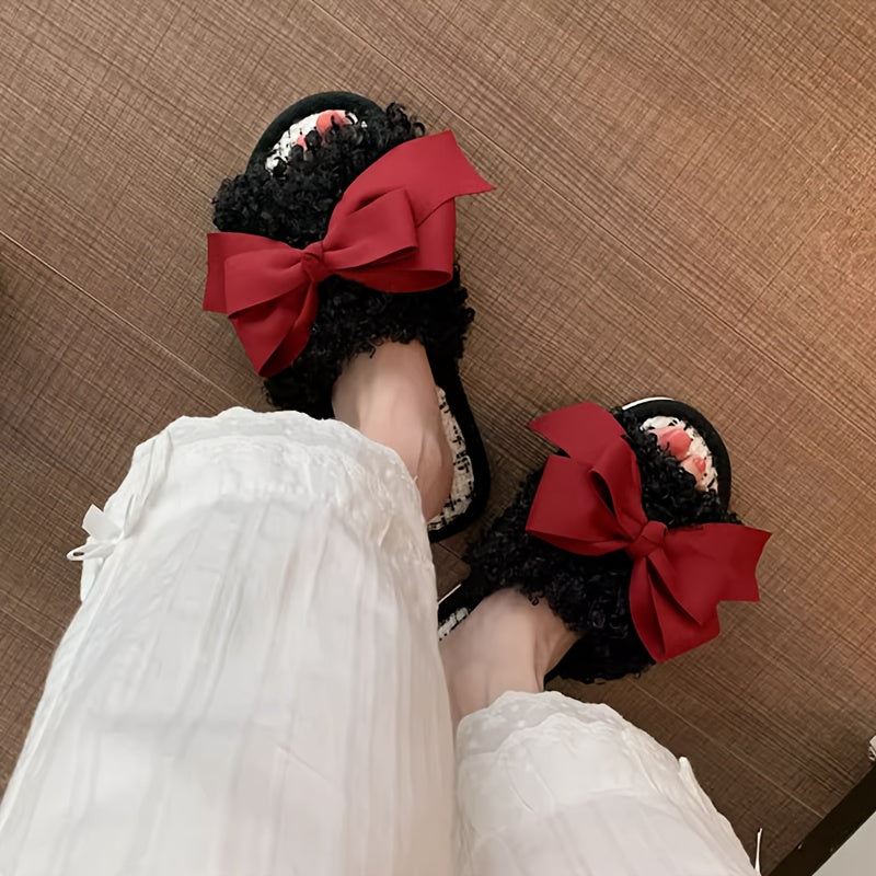 Summer Fashion Big Pink Bow Slippers For Women House Bedroom Elegant Lady Crossbands Slide Slipper Shoes Comfy Trendy Gift Slippers