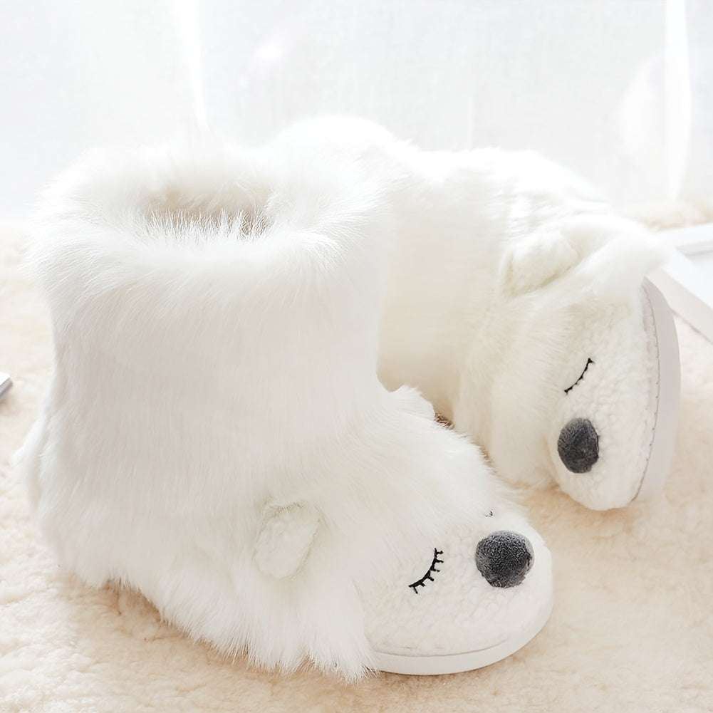 Women's Cozy Plush Animal Print Slip-On Slippers - Soft Warm Winter House Shoes with TPU Sole, Machine Washable for Halloween Christmas Cosplay & Everyday Comfort, House Slippers