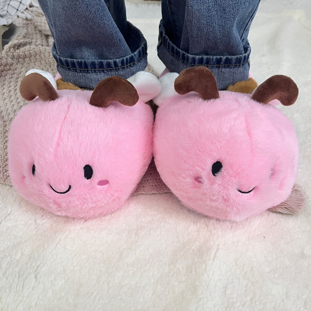 Christmas Cute Bee Animal Design Winter Warm Slippers Indoor Outdoor Shoes Creative Gift Suitable For Bedroom And Outdoor Use