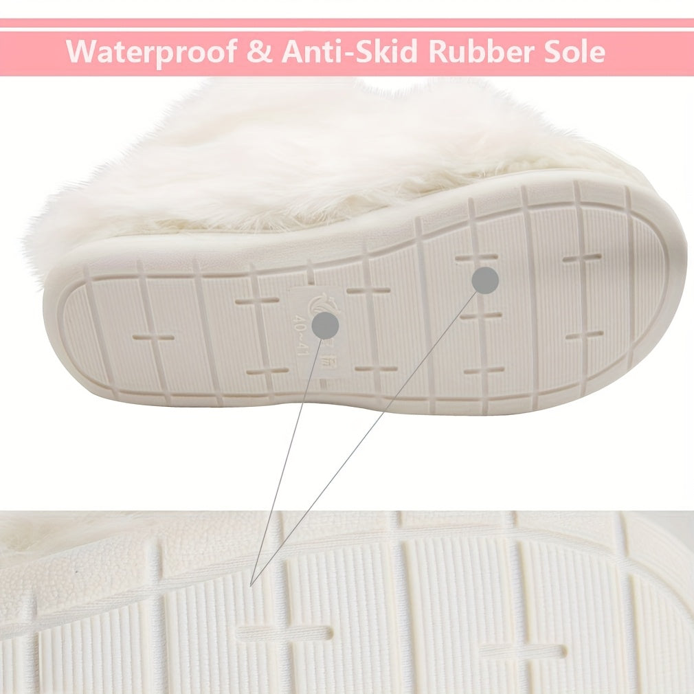 Women's Cozy Plush Animal Print Slip-On Slippers - Soft Warm Winter House Shoes with TPU Sole, Machine Washable for Halloween Christmas Cosplay & Everyday Comfort, House Slippers