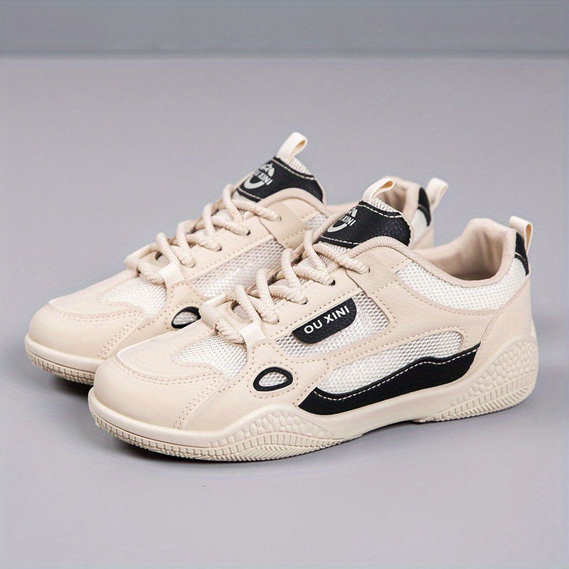 Women'S Airy Mesh Training Sneakers - Lightweight Non-Slip Summer Running Shoes with Breathable Design, Korean-Inspired Casual Sneakers for Gym, Walking & Daily Wear, White & Yellow Accents, Breathable Footwear, Stylish Sportswear, Durable PVC Sole