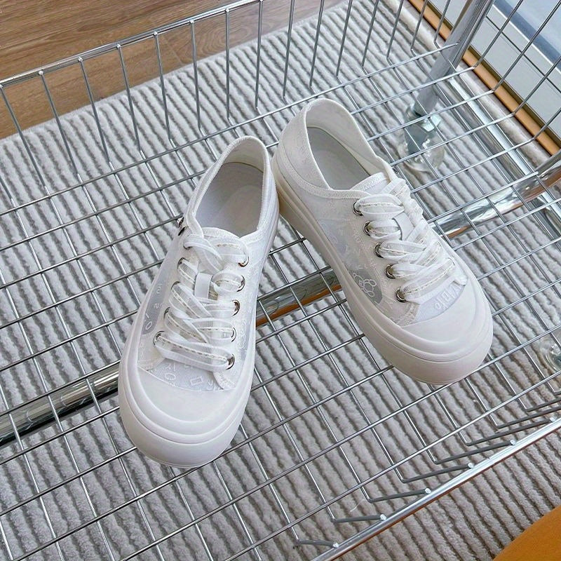 Women's Chunky Platform Sneakers - Lightweight Slip-Resistant Shoes with Convertible Non-Slip Rubber Sole, Breathable Fabric Upper - Cushioned Footbed for Everyday, Office, Formal Events - All-Season White Casual Shoes, Ladies Sneakers, Slipresistant Foot