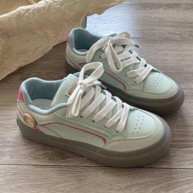 Women'S Breathable Walking Shoes with Wide Last Design - Moisture-Wicking PU Upper & EVA Insole, Pink & White Striped Accents, Rubber Sole for All-Day Comfort - Ideal for Daily Activities, Ladies Sneakers