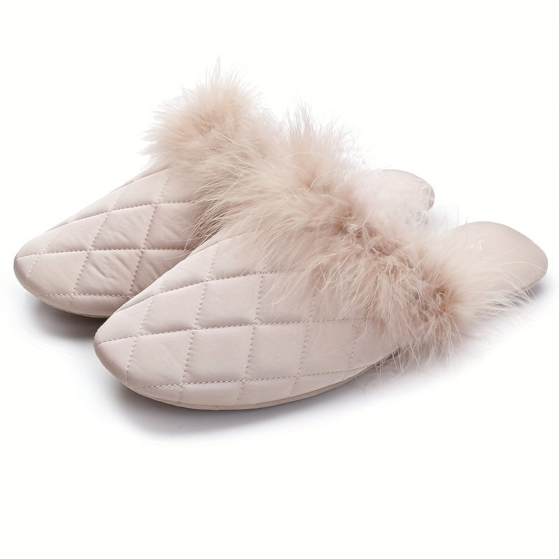 Soft Quiet Fleece Slippers for Women Autumn Winter Warm Home Slippers