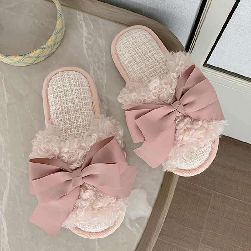 Summer Fashion Big Pink Bow Slippers For Women House Bedroom Elegant Lady Crossbands Slide Slipper Shoes Comfy Trendy Gift Slippers